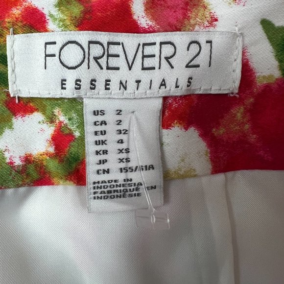 Forever 21 Flowered Pencil Mini Skirt Sz 2 Orange Yellow Green Pink Cotton Lined - Picture 3 of 8